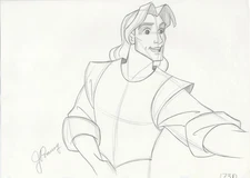 Disney POCAHONTAS Animation Drawing JOHN SMITH Signed Artist JOHN POMEROY, 1995