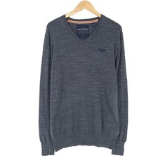 Superdry Jumper Sweater Men Grey Cashmere Cotton Lk6 Size L