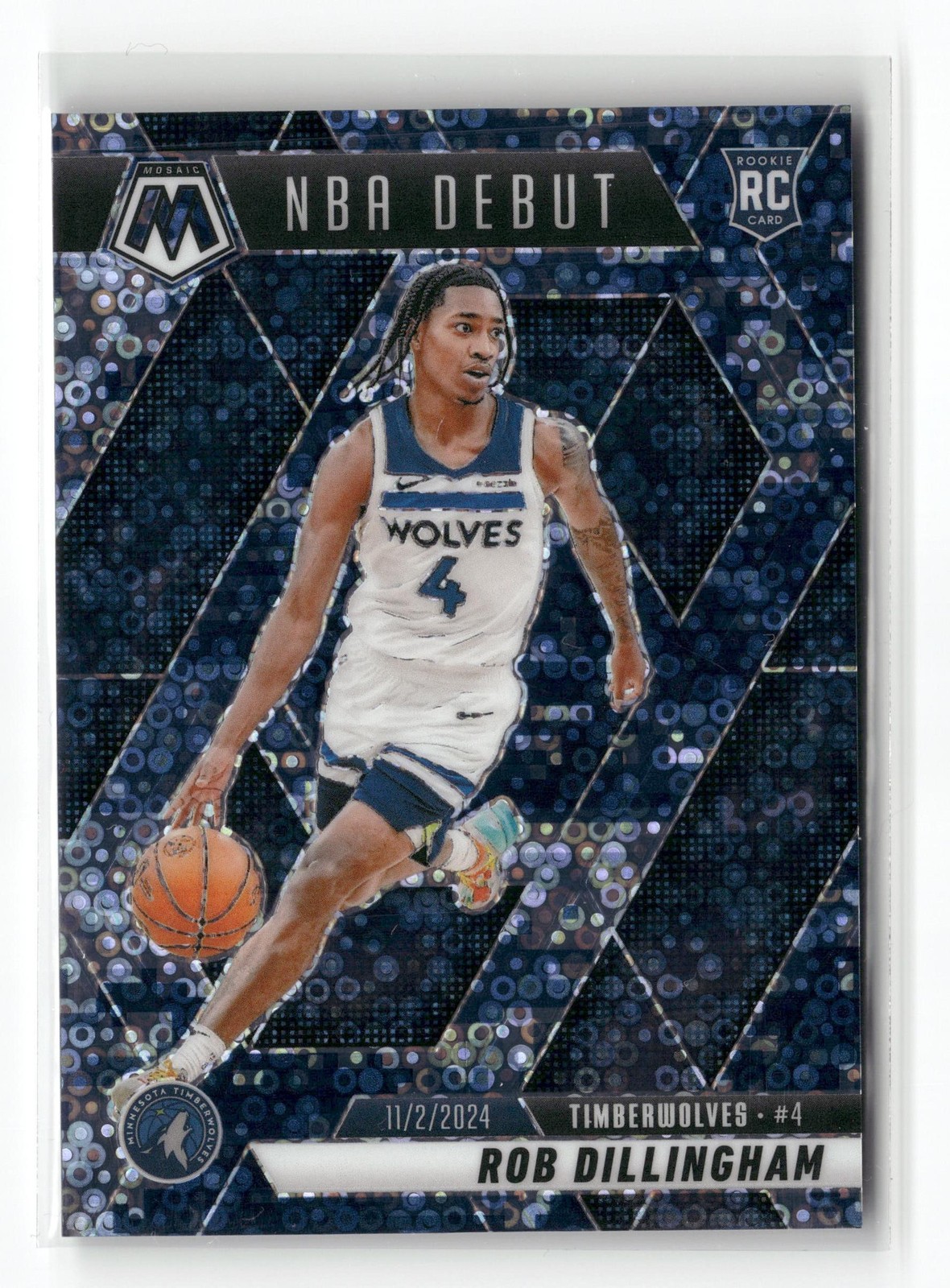2024-25 Panini Mosaic #270 Rob Dillingham Fast Break Blue Camo Mosaic #/35