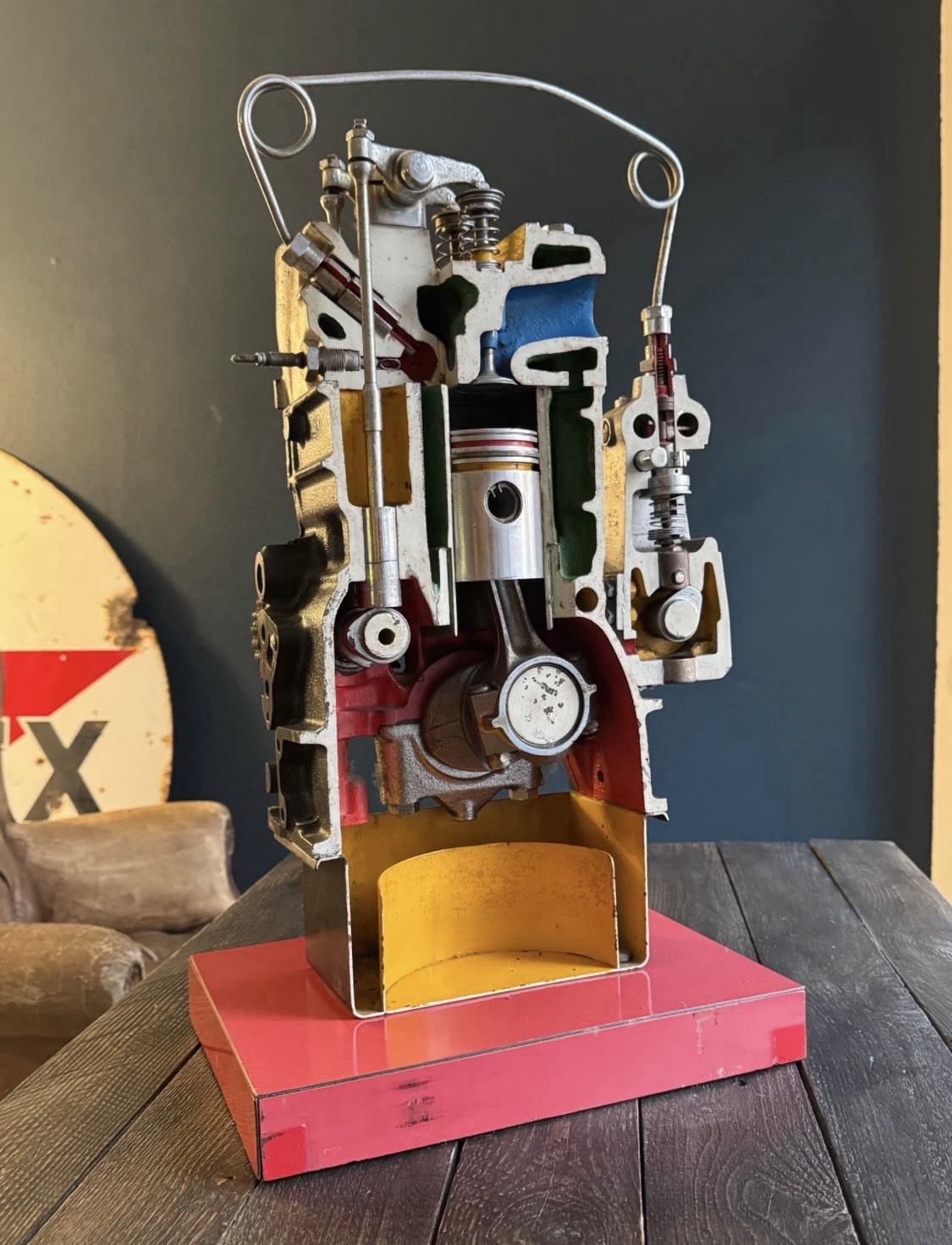 Modello Didattico Motore Sezionato Vintage 4 Tempi Scuola Meccanica Officina