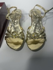 Women s Gold Size 10 Rhinestone delicacy heels sandals straps