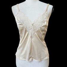 60s 70s Vintage Maidenform Chantilly Satin Lace Camisole 32 Coquette USA