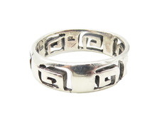 925 Sterling Silver Vintage Shiny Cutout Greek Key Band Ring Sz 9 RG11250