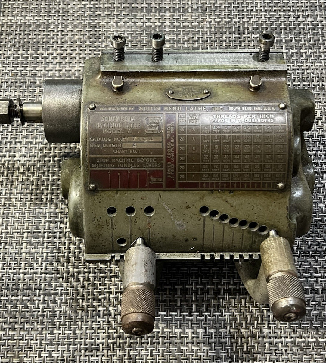South Bend 9" A/10K Metal Lathe QCGB Quick Change Gear Box (