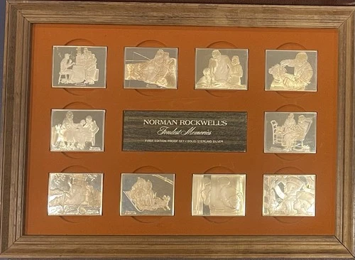 1973 Norman Rockwell's Fondest Memories first edition proof set/solid sterlings