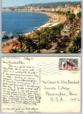 Vintage Nice Promenade des Anglais Postcard France Cote d'Azur 1960s Posted