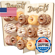 CORTNK Donut Wall Display Stand, 2PCS Wooden Doughnut Holder Display 18 Donuts,