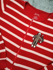 Nick Nora Pajamas Red Sock Monkey Fleece One Piece Footed Zip Up Adult Large