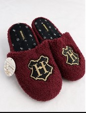 NWT Harry Potter Hogwarts Wizarding World Men's Maroon Slip Slippers Size L/XL
