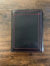 Portafoglio uomo Guess Los Angeles triplo nero e rosso cucito - scatola non inclusa