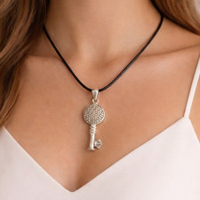 Ancient Egyptian Key Pendant in 900 Silver – Minimal Geometric Necklace