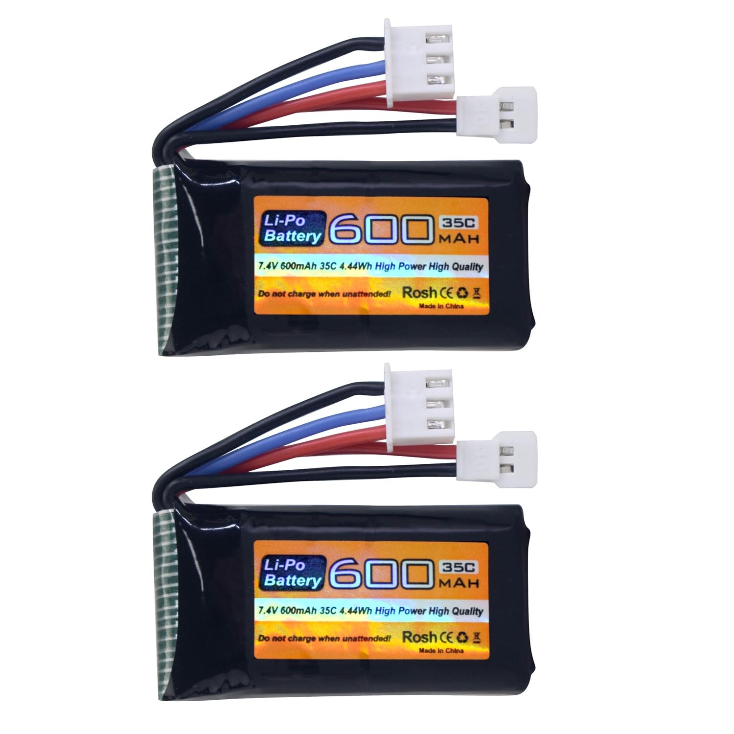 2PCS 7.4V 2S 35C 600mAh Molex Plug Lipo Battery Suitable for