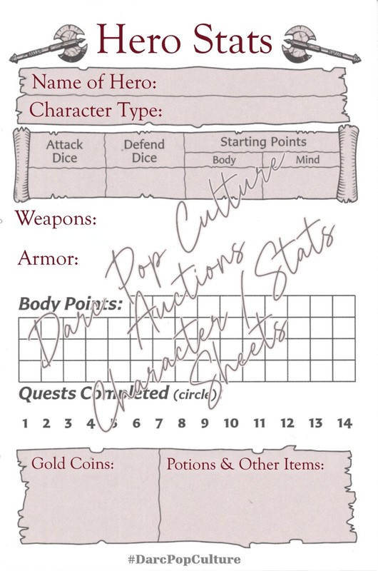 HeroQuest Stats Sheet (Download via Email) Updated 2024 Edition (Save, Print All