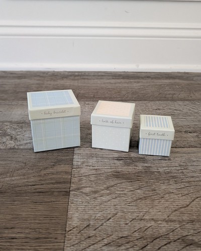Carters Baby Keepsake Nesting Boxes Set Bracelet Lock of Hair First Tooth