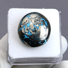 Terra argentata ~ Cabochon certificato turchese persiano naturale 64,8 CT gra...