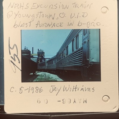 NRHS Excursion Train Youngstown OH Blast Furnace 1986 35mm Slide Jay Williams