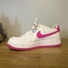 Nike Air Force 1 Low Top Sneaker White Pink kids 5 women s 7 Casual Basketball