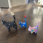 Lot Of 3 Vintage Hand Painted Carved Wood Cat Family Cats Folk Art Figurines — photo 6