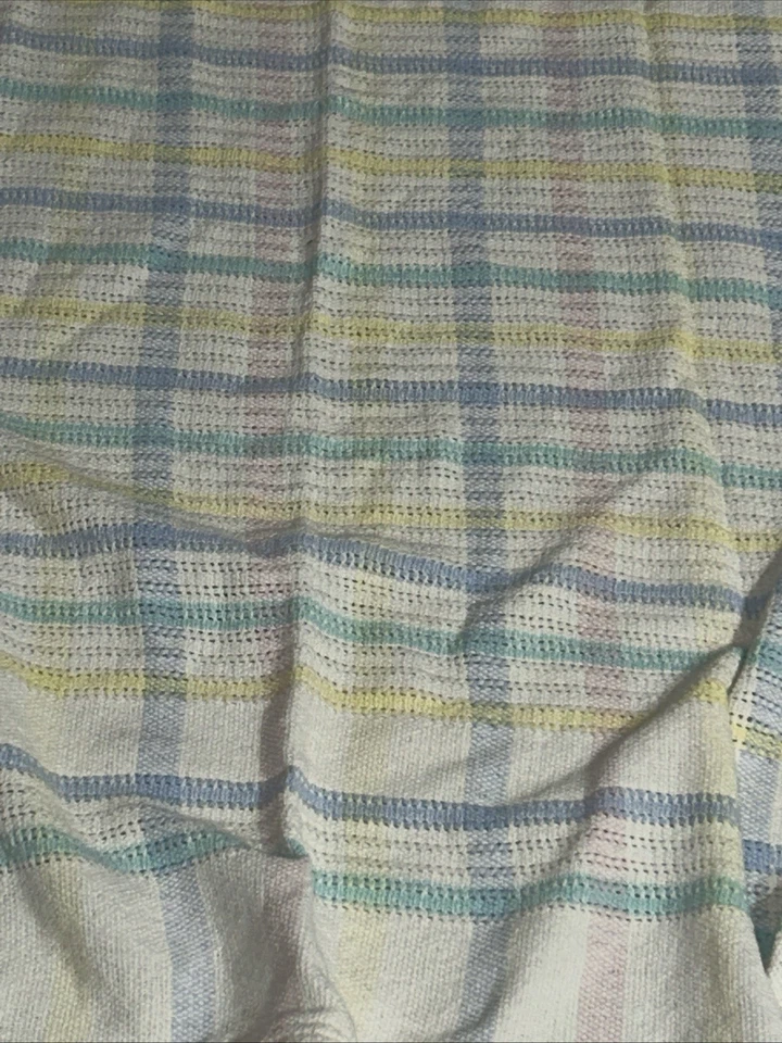 Manta Beacon Baby Pastel a Cuadros Tejida a Rayas Waffle EE. UU. WPL 1675 Foto 2 de 4