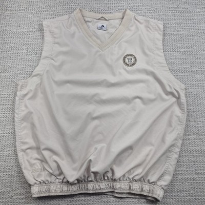 Adidas Vest Mens XL Beige ClimaShell Wind V-Neck Golf Pearl Harbor Navy Marine