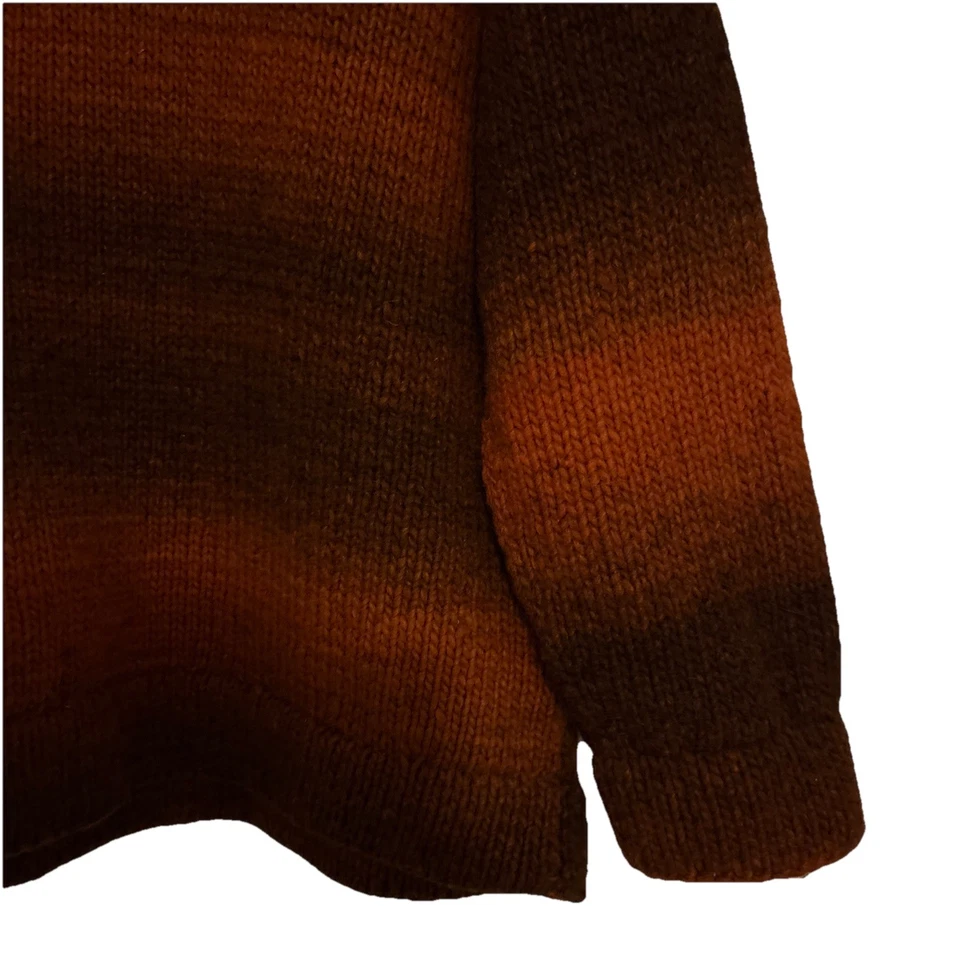 Suéter Tejido a Mano 100% Lana Grueso Colorfú Naranja Calabaza Color Ladrillo Grueso Cálido Foto 4 de 4