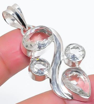 WEISSER T O P A S EDELSTEIN SCHMUCK ANHÄNGER HANDGE 925 STERLINGSI