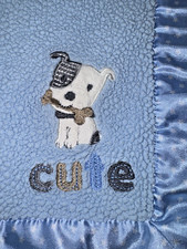 Child Of Mine Carter's Fleece Baby Blanket Blue Puppy Dogs Cute 34x30"