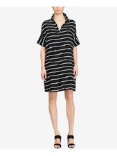 AMERICAN LIVING Womens Black Striped Cuffed Above The Knee Tunic Dress Size: 2