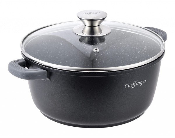Kochtopf Topf Kasserolle Glasdeckel Aluguss Induktion Ø32Cm Cheffinger CF-DC32-image