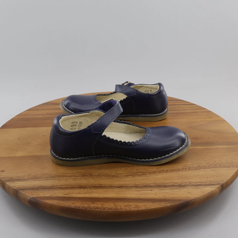 Girls NWB Footmates Leather Mary Jane Shoes Flats Heather Navy Ankle Strps 10.5M - Image 4 of 4