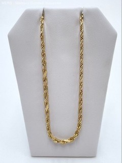 20" 14K Yellow Gold Flat Link Rope Chain Necklace 13.43 Grams