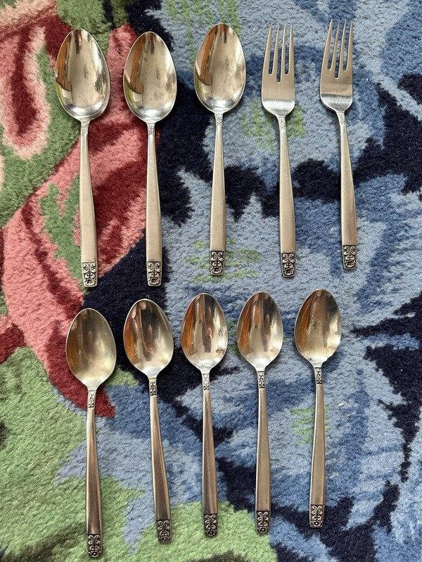 Stanley Roberts Stainless Steel Flatware Set Floral Handle 10 pcs Spoon Fork