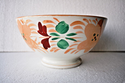 Vintage Petrus Regout Maastricht Holland Handbemalt Folk Töpferei Schale Flora ''