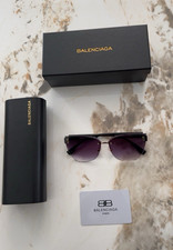 Balenciaga Rimless Shield Sunglasses Black Frame Purple Gradient Lenses