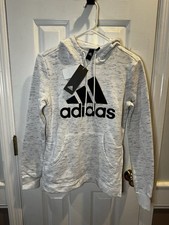 Adidas Women  s Hoody Heather Gray Pullover Sweatshirt XS Logo Fleece Lined