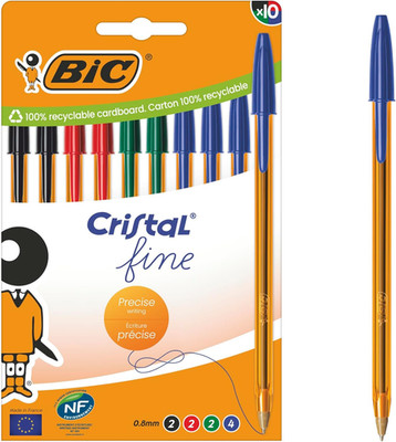 BIC Cristal Original Ballpoint Pens Fine Tip (8 mm) - Assorted Colours - Orange