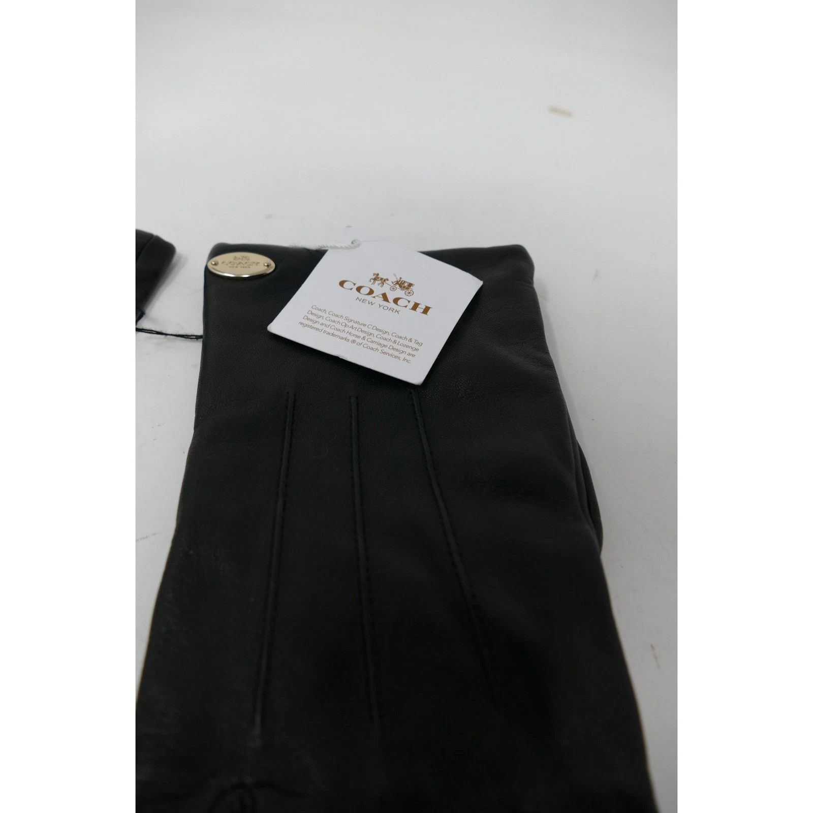 Guanti Coach in pelle di pecora guanti eleganti invernali con dettagli oro nuovi con etichetta