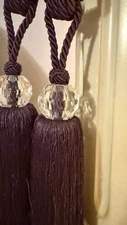 Beautiful Set Of 2 Pc Curtain Tiebacks Tassel Large 11”Crystal Vatican Homes New