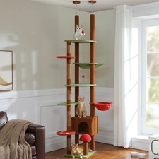 Adjustable Height Indoor Cat Tree w/ Condo Hammock Scratching Post Toys
