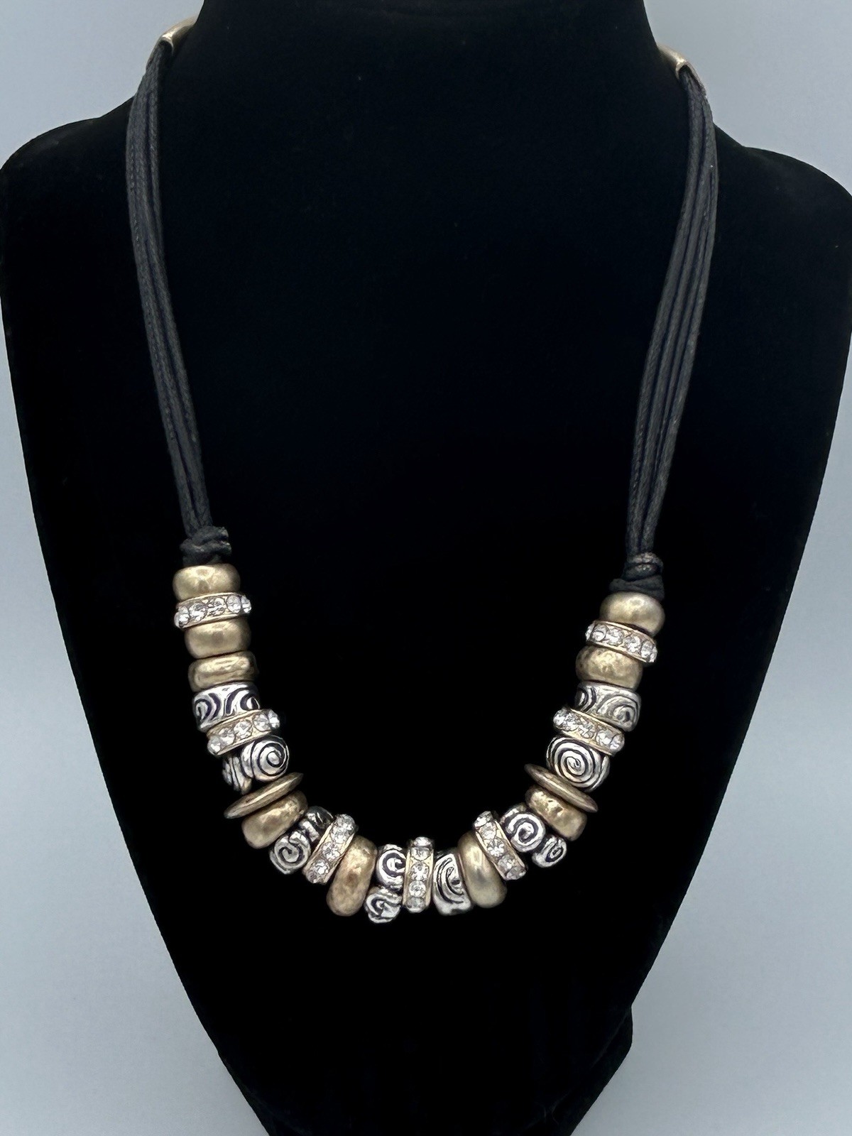 St Thomas Multi-Strand Statement Necklace Brass &… - image 1