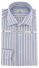 Borrelli Light Blue Striped Shirt - Extra Slim - 15.75/40 - EV1595RIO