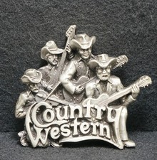 WH05143 *NOS* VINTAGE 1981 ****COUNTRY WESTERN MUSIC**** MENS PEWTER BELT BUCKLE