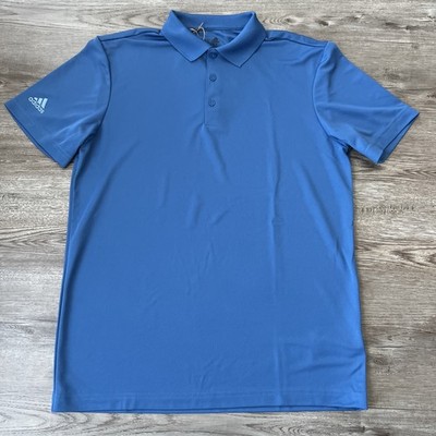 Adidas Performance Polo Shirt Blue Short Sleeve Mens Medium New