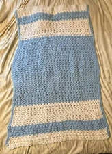 VTG Handmade Afghan Crochet Throw Lap Baby Granny Blanket Stripes 26 X 44