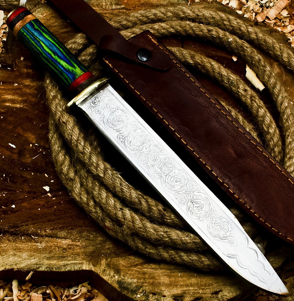 AB Handmade D2 Steel Custom HARD WOOD Hunting Bowie EDC Knife