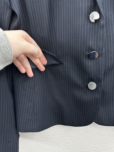 Calvin Klein Womens Blazer Size 8 Blue Pinstripe NWTs Three Button Up - Picture 3 of 14