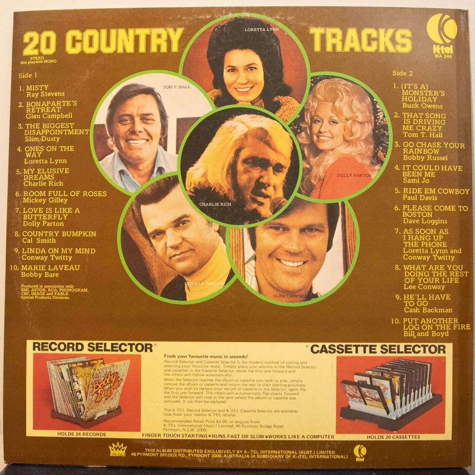 20 COUNTRY TRACKS - VARIOUS - Vinyl LP - K-tel - 1976 - VG FREE POSTAGE (1583) - Image 4 of 4