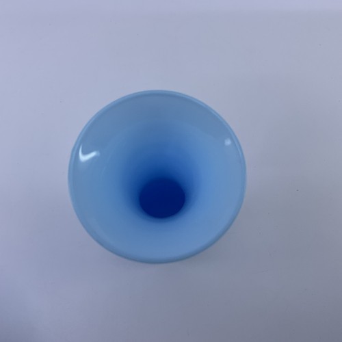 Morgantown Glass Bristol Blue Petite 6" Vase With Original Foil Sticker - Picture 5 of 6