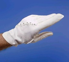 Vintage Ladies White Gloves With Rhinestone Accents READ