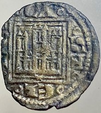 Beautiful 1281 Rare Medieval Coin Kingdom Of Castile & Leon Obol King Alfonso X